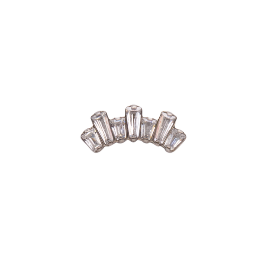Titanium Curved Baguette CZ Cluster