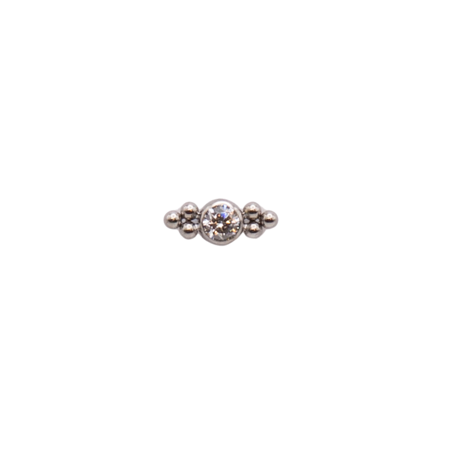 Titanium Bezel CZ w/ Dual Bead Trio